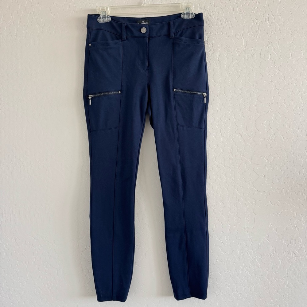 WHBM The Skimmer Trouser with Zipper Detail Navy Size: 2